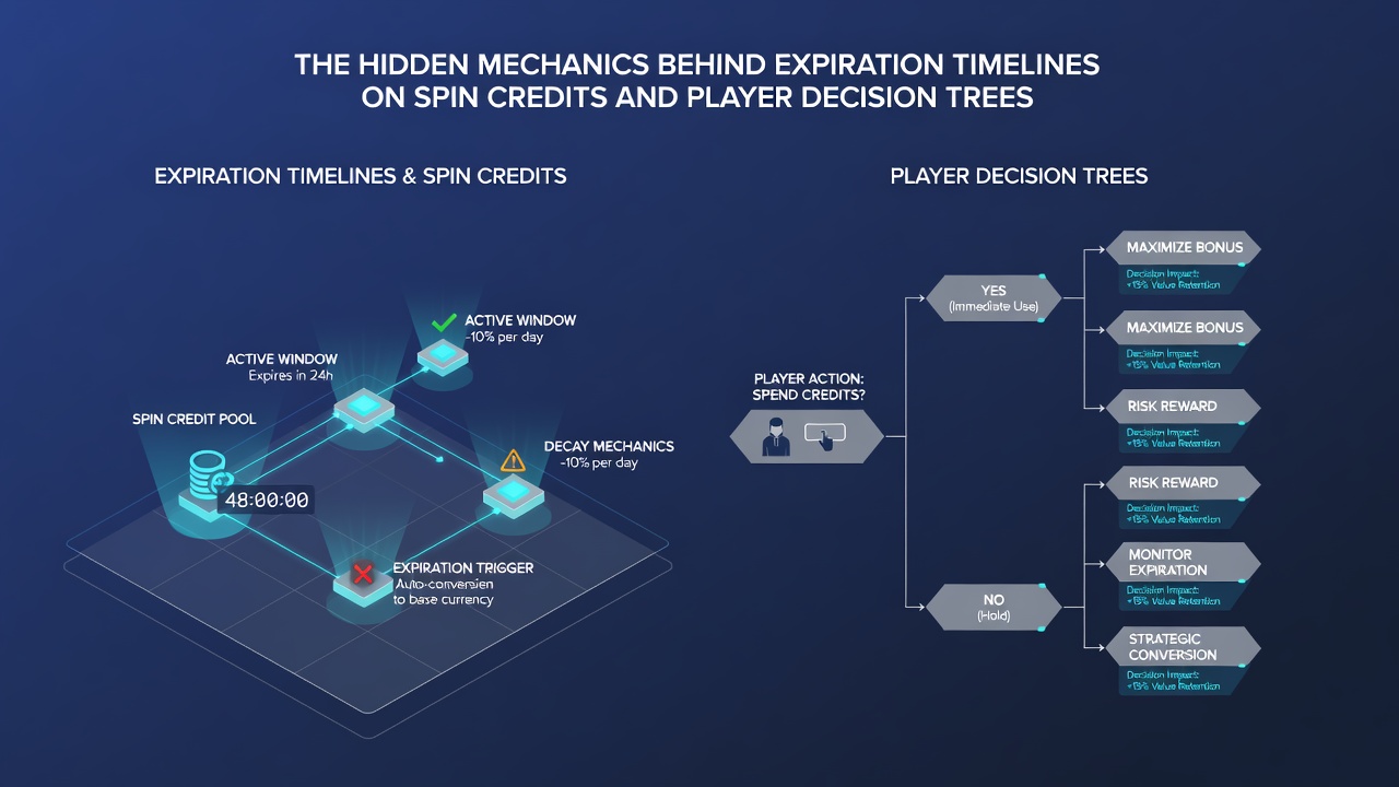 Flowchart showing branching decision points for spin credit usage under time constraints